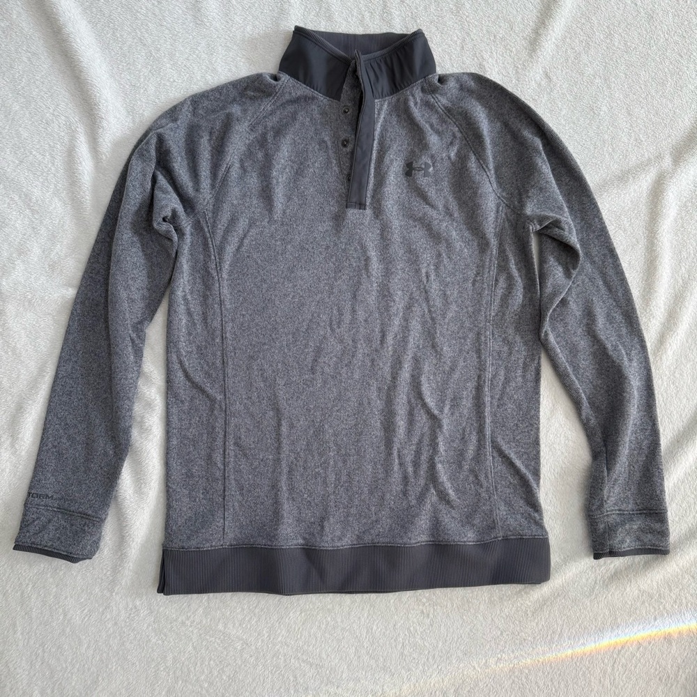 Boys Under Armour Charcoal Quarter Snap Pullover XL